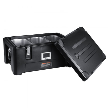 VEVOR geïsoleerd voedselpannenrek, stapelbaar met 3 pannen, 36Qt, zwart