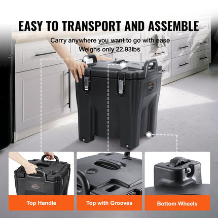 VEVOR 8 gallon geïsoleerde soepserver voor warme en koude dranken met voet, zwart