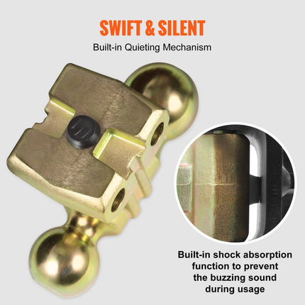 VEVOR trekhaak, 10" drop en 8,5" rise, kogelmontage met 2,5" massieve ontvangerbuis, 14.500 lbs GTW, 2" en 2-5/16" 45# stalen trekkogels met sleutelslot