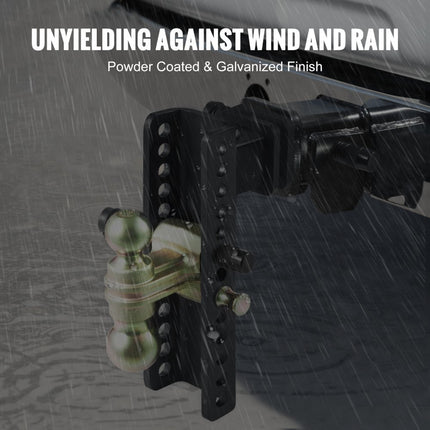 VEVOR trekhaak, 10" drop en 8,5" rise, kogelmontage met 2,5" massieve ontvangerbuis, 14.500 lbs GTW, 2" en 2-5/16" 45# stalen trekkogels met sleutelslot