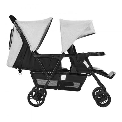 VEVOR twin kinderwagen broer/zus kinderwagen 1200x535x1020mm lichtgrijs/zwart