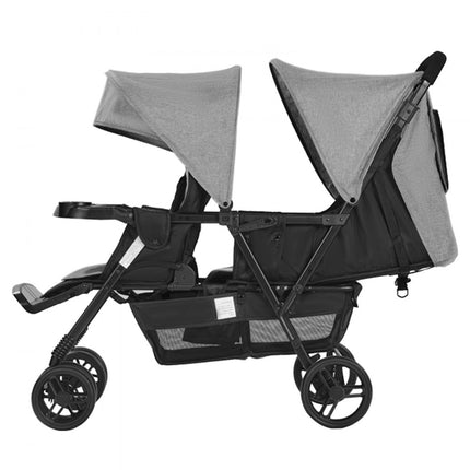 VEVOR twin kinderwagen broer/zus kinderwagen opvouwbaar 120x53,5x102cm donkergrijs