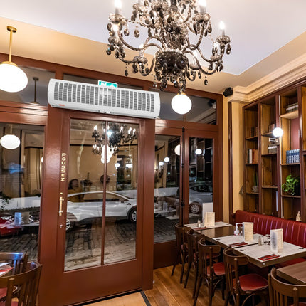 VEVOR 1,2 m luchtgordijn voor binnen, 2 snelheden, 2802 m3/u, wandgemonteerd luchtgordijn voor deuren, bovendeurventilator met zware eindschakelaar