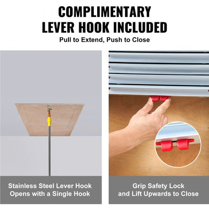 VEVOR telescopische ladder 158,8 kg trap 11 treden installatiehoogte van 300 tot 320 cm vouwladder aluminium + hout schuifladder met volautomatische veiligheidsvergrendeling zolderladder