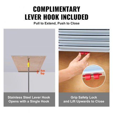 VEVOR telescopische ladder 158,8 kg trap 11 treden installatiehoogte van 300 tot 320 cm vouwladder aluminium + hout schuifladder met volautomatische veiligheidsvergrendeling zolderladder