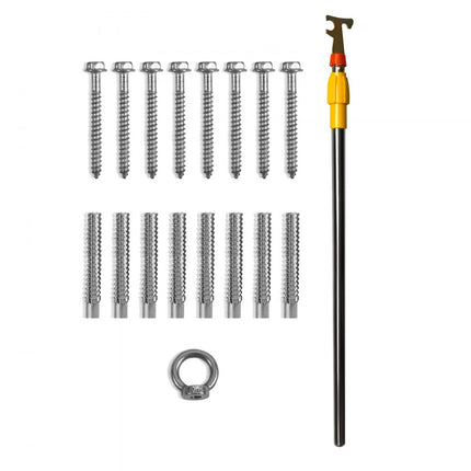 VEVOR telescopische ladder 158,8 kg trap 11 treden installatiehoogte van 300 tot 320 cm vouwladder aluminium + hout schuifladder met volautomatische veiligheidsvergrendeling zolderladder
