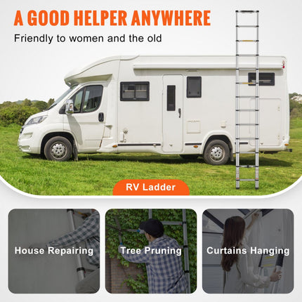 VEVOR telescopische ladder, uitschuifbaar, 380 cm hoog, vouwladder, draagvermogen 170 kg