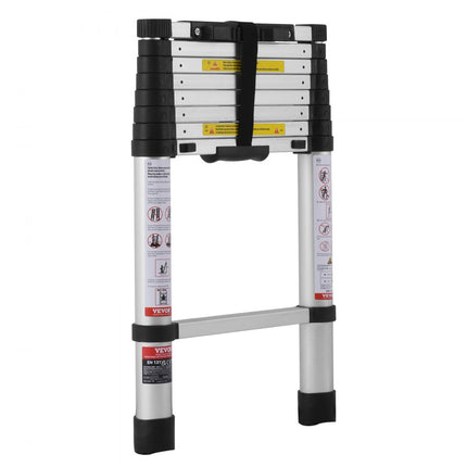 VEVOR telescopische ladder, trap, vouwladder, uitschuifbare ladder, 170 kg, 2,6 m