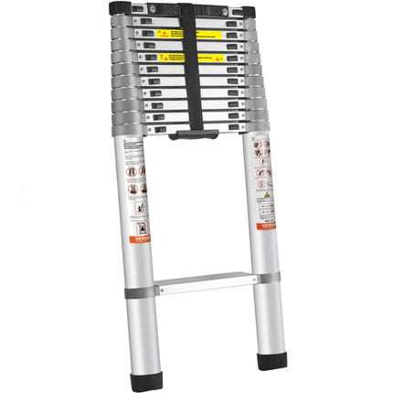 VEVOR 4,59 m telescoopladder, antislip vouwladder, 90 x 48 x 8 cm, trapladder met vergrendelingssysteem, multifunctionele ladder, aluminiumlegering, draagvermogen 190 kg, ideaal voor huisreparaties, decoratie, muurschildering