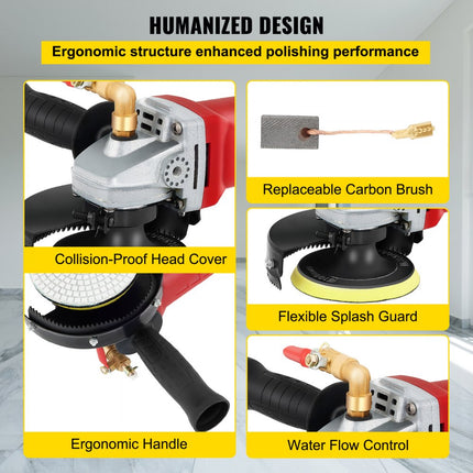 VEVOR Elektrische Natte Polijstmachine Water Injectie Polijstmachine 860W Rood