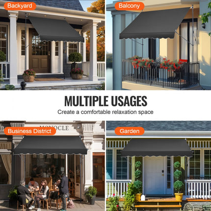 VEVOR balkonluifel luifel klemluifel zonwering met zwengel 250x120cm