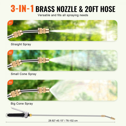 VEVOR ATV-sproeier 7 l/min druksproeier 12 V pomp 0,1-0,5 MPa pomp werkdruksproeier 0-72PSI druksproeier inclusief 20 ft slang 8 ft snelkoppelingsleiding Ideaal voor ATV's UTV's tractoren