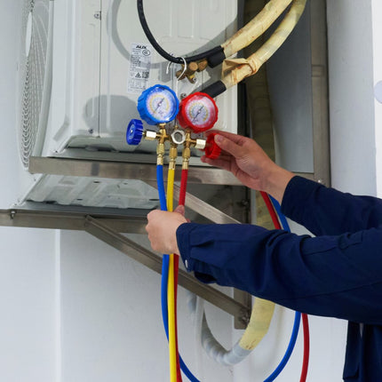 VEVOR Koelmiddel Manometer 3-Weg Auto Koelmiddel Manometer Set, R134A-R22-R12-R502 AC 4 Stuks 5 Voeten Laadslangen Koelmiddel Manometer AC Diagnostische Hulpmiddelen Auto Airconditioning