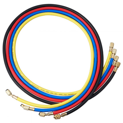 VEVOR Koelmiddel Manometer 4-Way Auto Koelmiddel Manometer Set, R134A-R12-R410A-R22 AC 4 Stuks 5 Voeten Laadslangen Koelmiddel Manometer AC Diagnostische Hulpmiddelen Auto Airconditioning