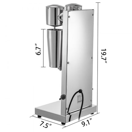 Vevor Dubbele Kop Milkshake, Melkshake-machine Roestvrij Staal 18000 T/min 800ml