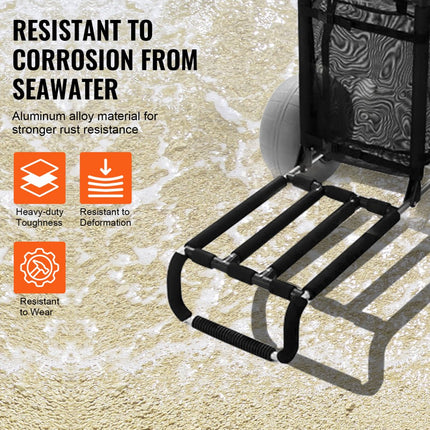 VEVOR strandwagen, handkar, zandkar, strandwagen, 74,84 kg laadvermogen, opvouwbare zandkar van aluminium, 685 tot 1135 mm, in hoogte verstelbaar, robuuste kar voor op het strand