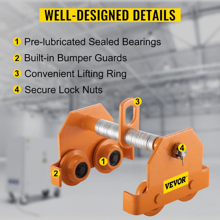 VEVOR-wagen, draagvermogen 5 ton, rollend chassis met 114-203 mm verstelbare breedte, gepoedercoate steekwagen met dubbele wielen, garagelift voor rechte, gebogen I-balken