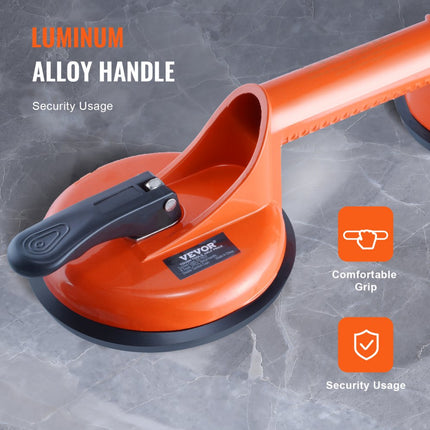 VEVOR zuignap gemaakt van NBR glasheffer φ119mm vacuümheffer draagvermogen 85-150kg glazen zuignap bedrijfstemperatuur -20-60℃ platenheffer vacuümzuignap met ergonomische aluminium handgreep