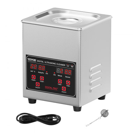VEVOR 1.3L Ultrasone reiniger 50W Reinigingsmachine Timer Mand en verwarming 40 kHz