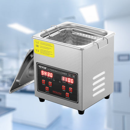 VEVOR ultrasoonreiniger ultrasoon roestvrijstalen reinigingsapparaat 158 W, 2 L ultrasoon reinigingsapparaat met digitaal display 0-30 minuten, ultrasoon reinigen voor sieraden, brillen, horloges enz.