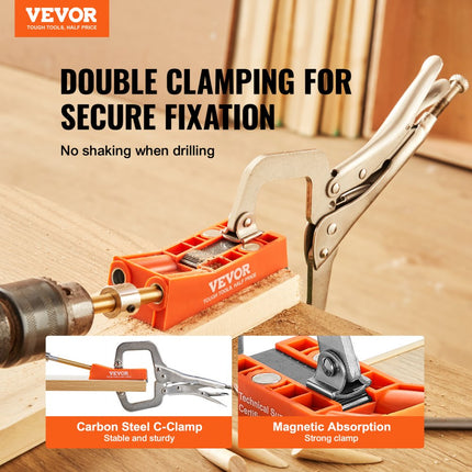VEVOR 50 stuks Pocket Hole Jig Kit Double Pocket Hole met Square Drive Bit & C-klemmen, Doweling Aid Drill Jig voor het boren van Pocket Gaten en Schuine Gaten, Boorhulp voor Houtbewerking