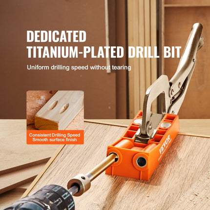 VEVOR 50 stuks Pocket Hole Jig Kit Double Pocket Hole met Square Drive Bit & C-klemmen, Doweling Aid Drill Jig voor het boren van Pocket Gaten en Schuine Gaten, Boorhulp voor Houtbewerking