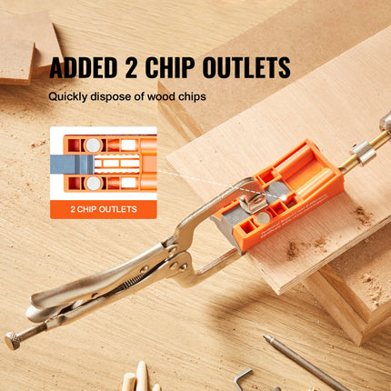VEVOR 50 stuks Pocket Hole Jig Kit Double Pocket Hole met Square Drive Bit & C-klemmen, Doweling Aid Drill Jig voor het boren van Pocket Gaten en Schuine Gaten, Boorhulp voor Houtbewerking