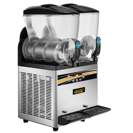 VEVOR Frozen Drink Machine 2X15 L Commerciële Slush Machine 890W Margarita Machine van Roestvrij Staal, PC en ABS met Efficiënt Koelen, 3 Zijden Effectief Warmteafvoer Perfect voor Ijskoude Drankjes