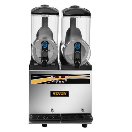 VEVOR Frozen Drink Machine 2X15 L Commerciële Slush Machine 890W Margarita Machine van Roestvrij Staal, PC en ABS met Efficiënt Koelen, 3 Zijden Effectief Warmteafvoer Perfect voor Ijskoude Drankjes
