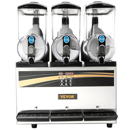 VEVOR commerciële slush-ijsmachine, 3 x 15 l slush-ijsmachine 800 W 220 V slush-ijsmachine, slush-apparaat 63 x 45 x 80 cm slushy-maker, 2 modi Intelligent LED-bedieningspaneel Slushy-maker