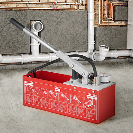 VEVOR Hydrostatische Druktest Pomp, Test tot 25 Bar/2,5 MPa, Tank van 3,2 Gallon, Testpomp Druktestpomp met 2-delige Meter & R 1/2 inch Aansluiting, voor het Testen van Vloeistofdruk in Pijpleidingen
