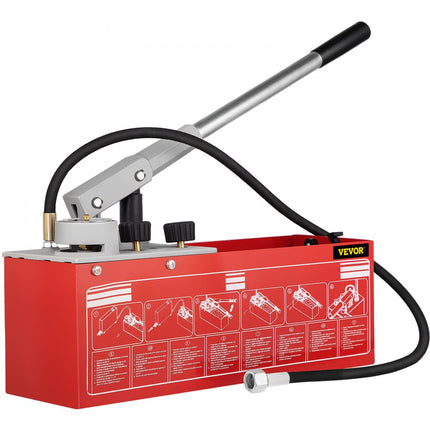 VEVOR Hydrostatische Druktest Pomp, Test tot 25 Bar/2,5 MPa, Tank van 3,2 Gallon, Testpomp Druktestpomp met 2-delige Meter & R 1/2 inch Aansluiting, voor het Testen van Vloeistofdruk in Pijpleidingen