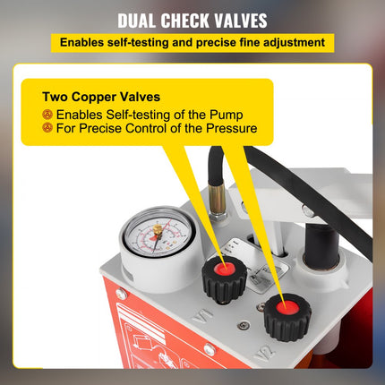 VEVOR Testpomp Druktester Pomp Vulpomp Druktestpomp Vulpomp Druktestpomp Hydrostatische Testpomp Hydraulische Druktestpomp 60 Bar / 860 Psi / 6 MPa Waterdruktester 12 L Tankvolume