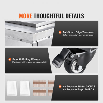 VEVOR Commerciële ijsmachine, enkele vormset - 40-delige ijsmachine, commerciële roestvrijstalen ijsmachine voor stokken, ijsmachine voor bars, cafés, melktheewinkels