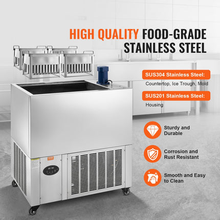 VEVOR Commerciële ijsmachine, 4 vormenset, 120-delige ijslollymachine, roestvrijstalen ijslollymaker, ijsstokijsmachine voor bars, cafés, melktheewinkels (30-delige / vormset)