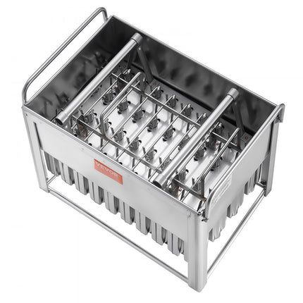 VEVOR Commerciële ijslollyvormen, 40 stuks ronde kop ijsvormen met dubbele sleuf, roestvrijstalen ijslollyvormen, ijsmachine-vormhouder met 50 stuks ijslollystokjes en zakken