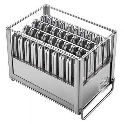 VEVOR Commerciële ijslollyvormen, 40 stuks ronde kop ijsvormen met dubbele sleuf, roestvrijstalen ijslollyvormen, ijsmachine-vormhouder met 50 stuks ijslollystokjes en zakken