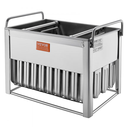 VEVOR Commerciële ijslollyvormen, 40 stuks ronde kop ijsvormen met dubbele sleuf, roestvrijstalen ijslollyvormen, ijsmachine-vormhouder met 50 stuks ijslollystokjes en zakken