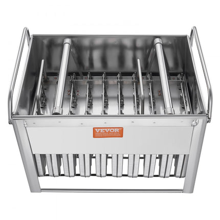 VEVOR Commerciële ijslollyvormen, 40 stuks ronde kop ijsvormen met dubbele sleuf, roestvrijstalen ijslollyvormen, ijsmachine-vormhouder met 50 stuks ijslollystokjes en zakken