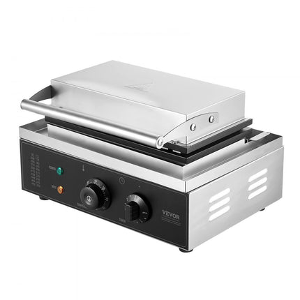 VEVOR Commercieel Wafelijzer Wafelijzer 1550W 10 Rechthoekige Wafels Zilver