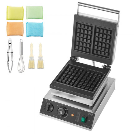 VEVOR Commerciële Wafelijzer Rechthoek Wafelbakker Machine 2kW 2 Wafels