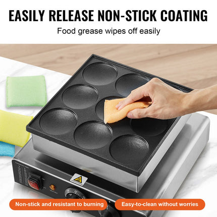 VEVOR Mini Pannenkoekenmachine Nederlandse Pannenkoekenmaker 9-delig RVS Dorayaki