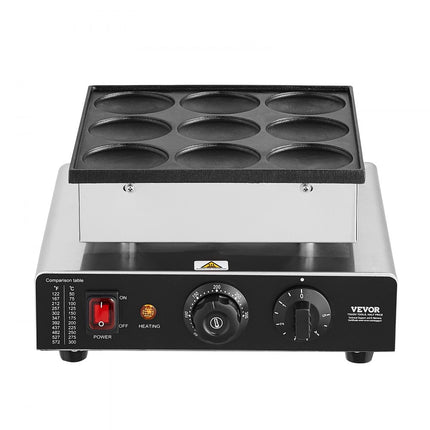 VEVOR Mini Pannenkoekenmachine Nederlandse Pannenkoekenmaker 9-delig RVS Dorayaki