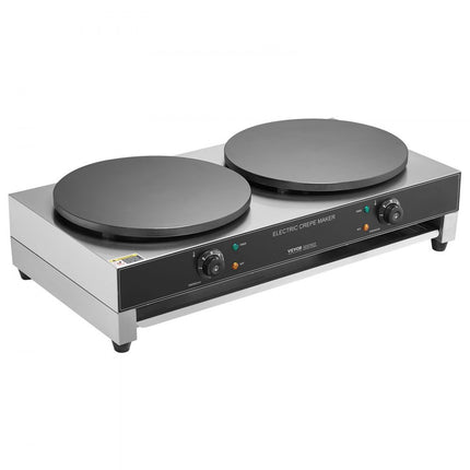 VEVOR Elektrische Crepes Maker Commerciële Crêpemachine 6000W Dubbele Kop 40cm