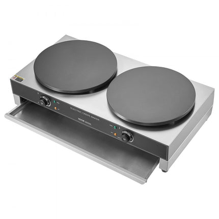 VEVOR Elektrische Crepes Maker Commerciële Crêpemachine 6000W Dubbele Kop 40cm