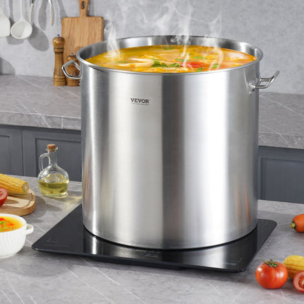 VEVOR Soeppan Sauspan 94,6L Roestvrijstalen Kooksausmand Deksel