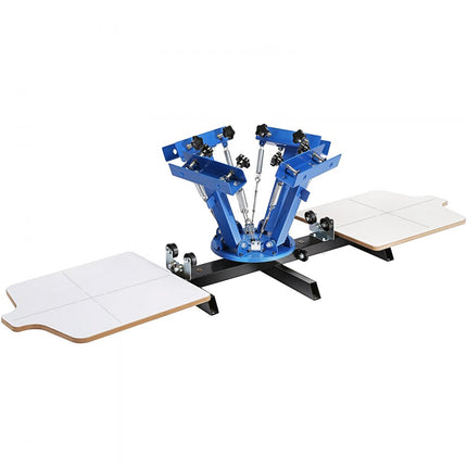 VEVOR zeefdrukpers T-shirt zeefdrukmachine 4 kleuren + 2 stations, T-shirtpers, hittepers hittepers doe-het-zelfapparatuur printer, textieldrukkleding, kussenslopen, bagage etc.