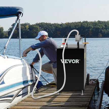 VEVOR 30 gallon gascaddy, brandstofopslagtank met wielen, draagbare brandstofcaddy met handmatige overdrachtpomp, benzine-dieselbrandstofcontainer voor auto's, grasmaaiers, ATV's, boten