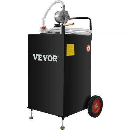 VEVOR 30 gallon gascaddy, brandstofopslagtank met wielen, draagbare brandstofcaddy met handmatige overdrachtpomp, benzine-dieselbrandstofcontainer voor auto's, grasmaaiers, ATV's, boten