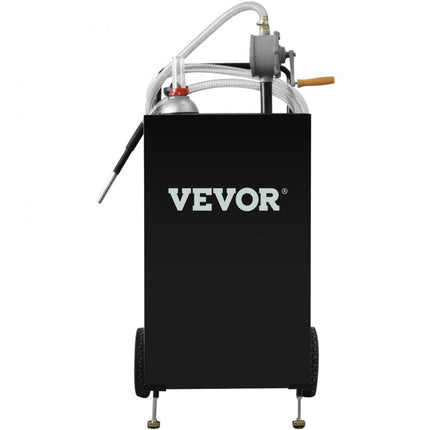 VEVOR 30 gallon gascaddy, brandstofopslagtank met wielen, draagbare brandstofcaddy met handmatige overdrachtpomp, benzine-dieselbrandstofcontainer voor auto's, grasmaaiers, ATV's, boten